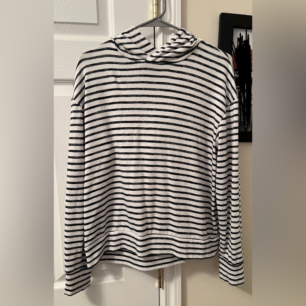 White and Navy Hoodie. Size M